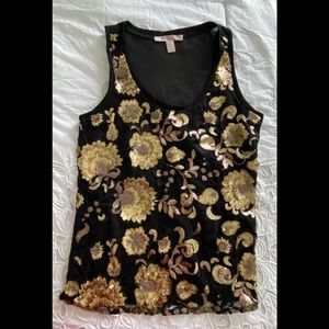 Forever 21 Blouse black & gold sequin size small